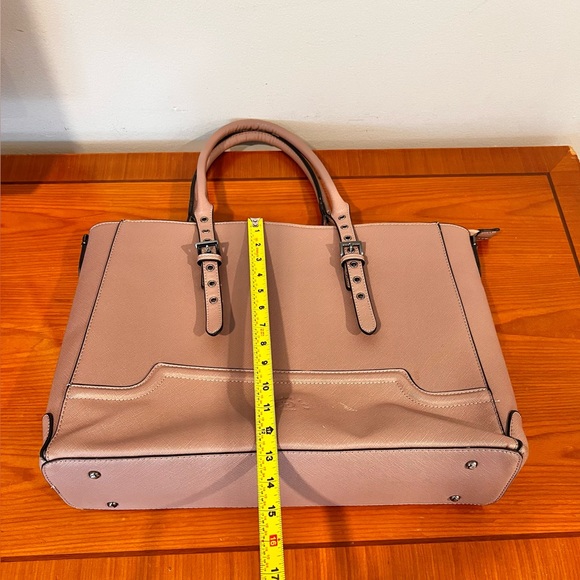 Ease Gave Laptop Tote Bag 15.6” Multi Pockets Padded Leather Mauve Handbag - Picture 9 of 10